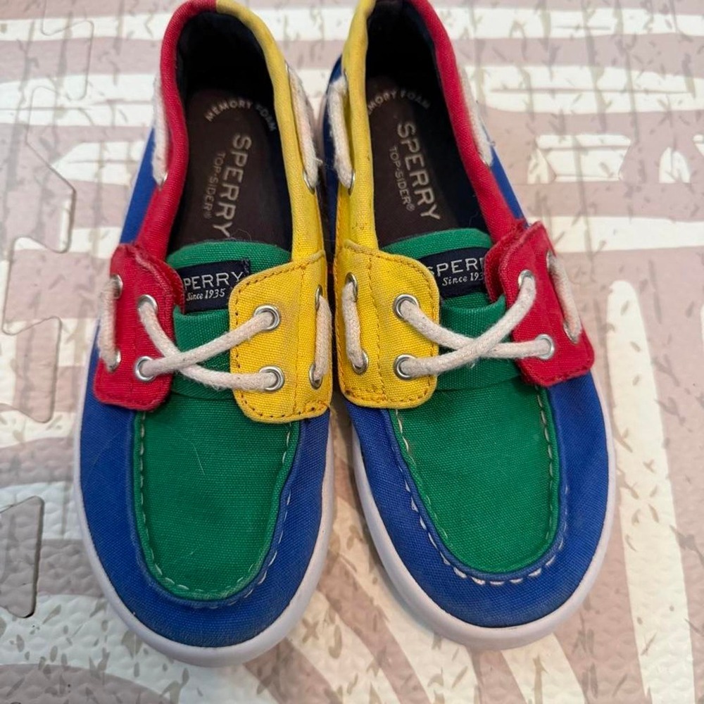 Sperry Top-Sider Tuck Jr Multi Color Block Boat Shoes Nautical Canvas Mens 11M